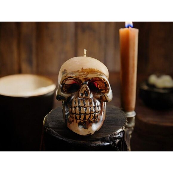 Unscented Skull Candle Home Decor 3" - Goth, Witchy, Creepy, Halloween - Picture 1 of 11
